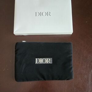 Black Dior Pouch with Silver Logo